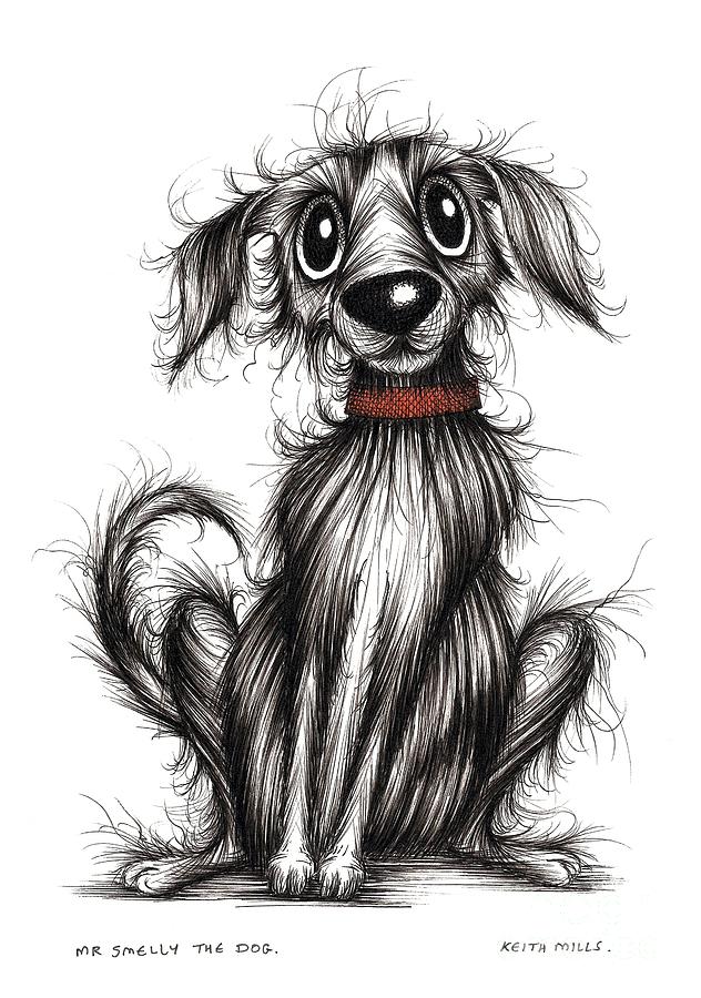 Mr Smelly the dog Drawing by Keith Mills