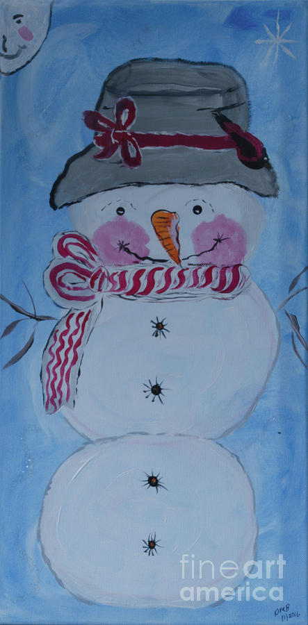 Carrot Painting - Mr. Snowman by Donna Brown