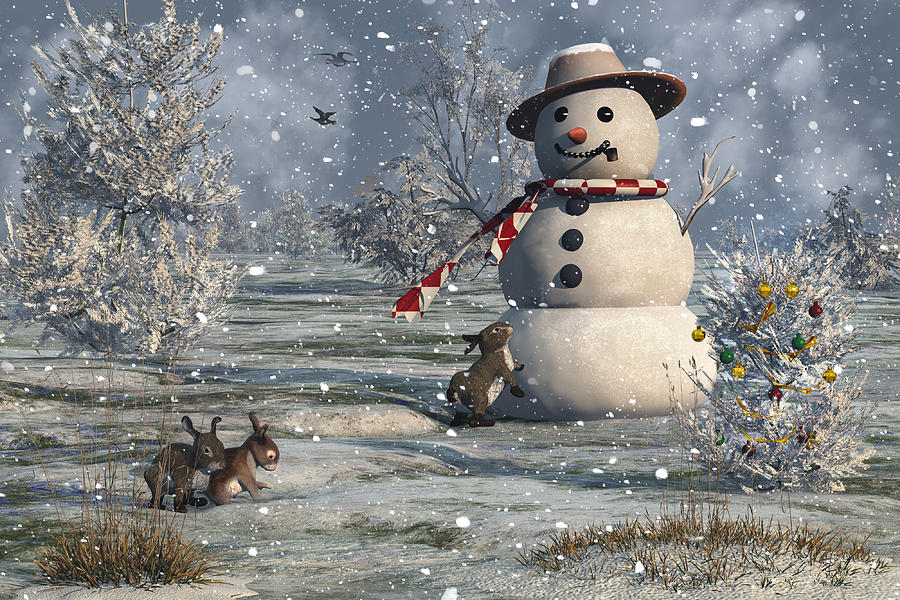 Mr Snowman Digital Art by Mary Almond