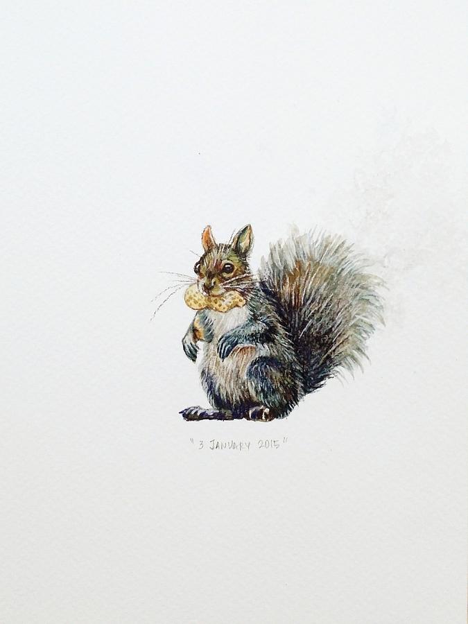 Squirrel Painting - Mr squirrel the little peanut thief by Venie Tee