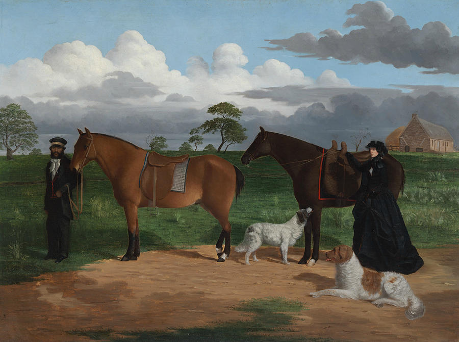Mrs Adolphus Sceales with Black Jimmie on Merrang Station Painting by Robert Dowling
