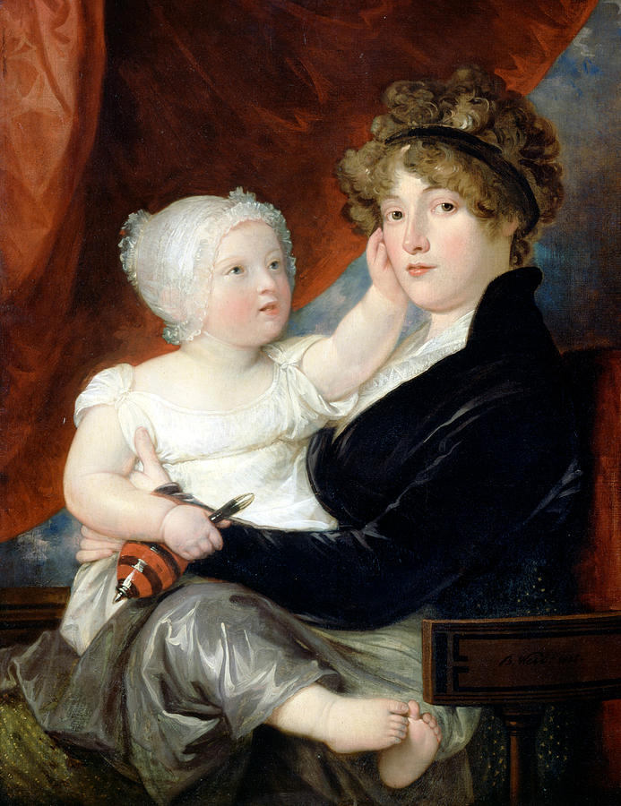 Mrs Benjamin West II with her son Benjamin West III Painting by Benjamin West