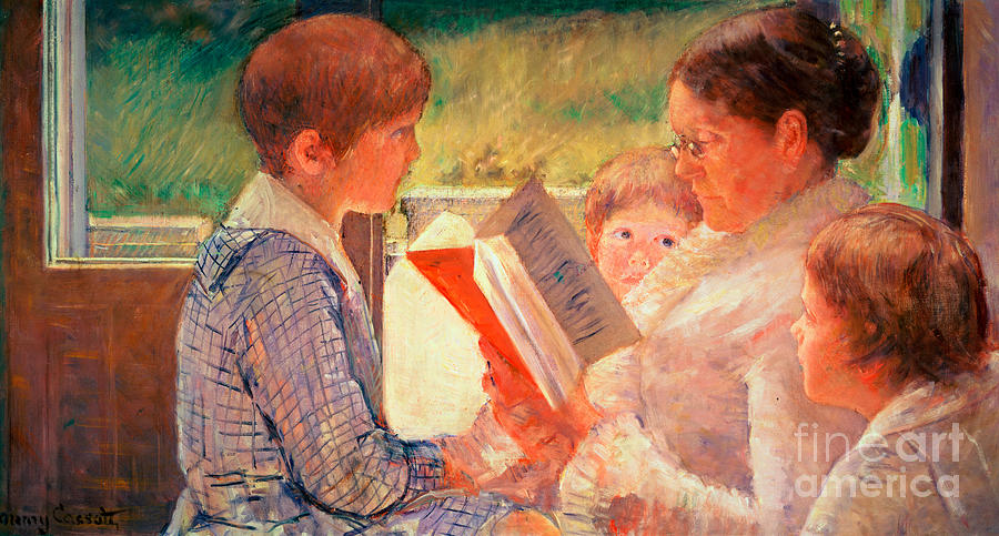 Mrs Cassatt Reading to her Grandchildren Painting by Mary Stevenson Cassatt