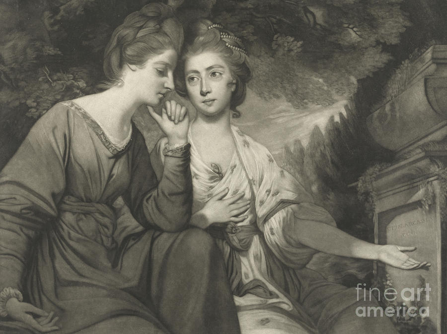 Joshua Reynolds Drawing - Mrs Harriet Bouverie and Mrs Frances Ann Crewe by Joshua Reynolds