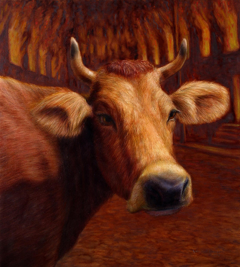 Chicago Painting - Mrs. OLearys Cow by James W Johnson
