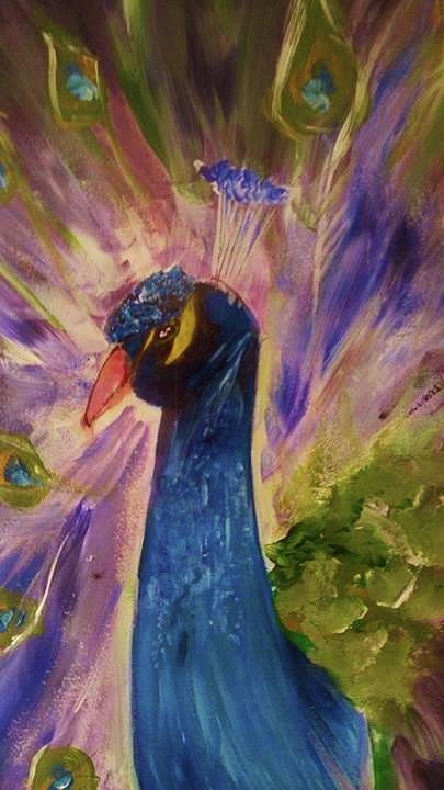 Peacock Painting - Mrs. Peacock by Libby Sealy