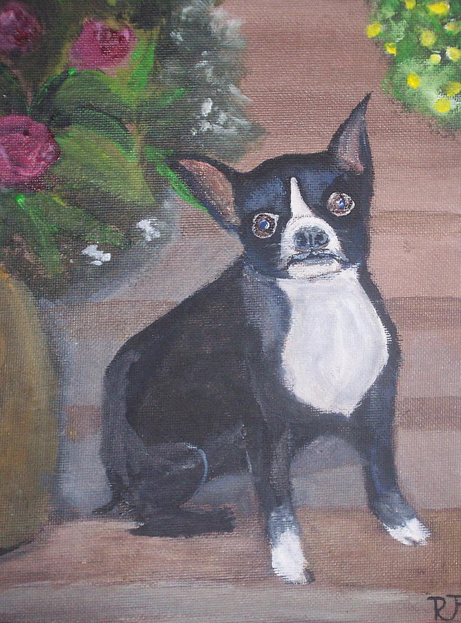 Mrs.Finnegan Pet dog  Painting by Richard Finnell