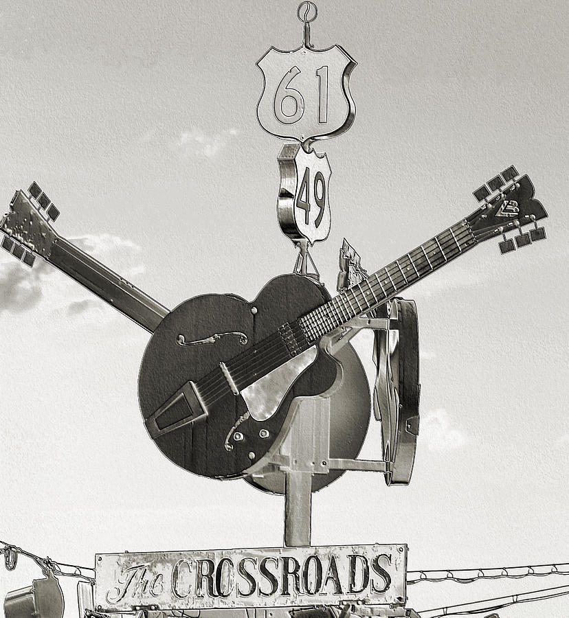 Black And White Photograph - MS Crossroads by Karen Wagner