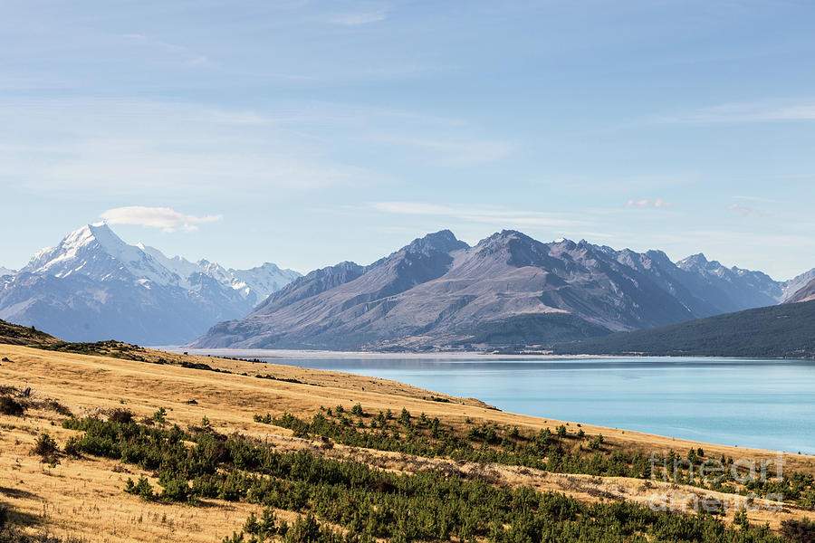 Mt Cook and lake Pukaki in New Zealand Photograph by Didier Marti