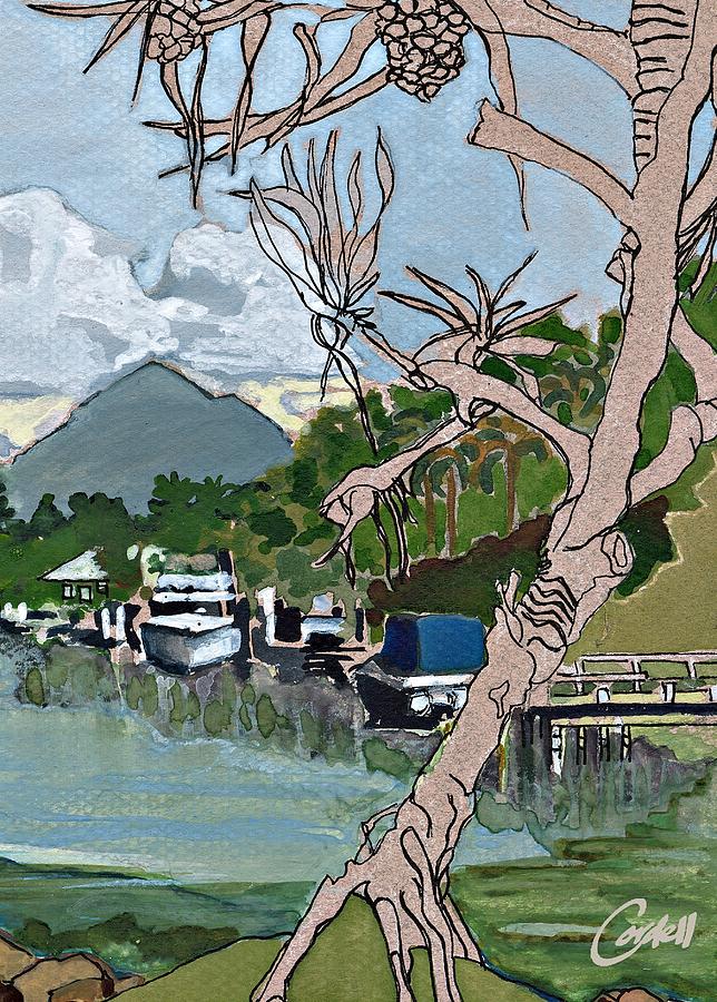 Mt Cooroy from Noosa Sound Painting by Joan Cordell