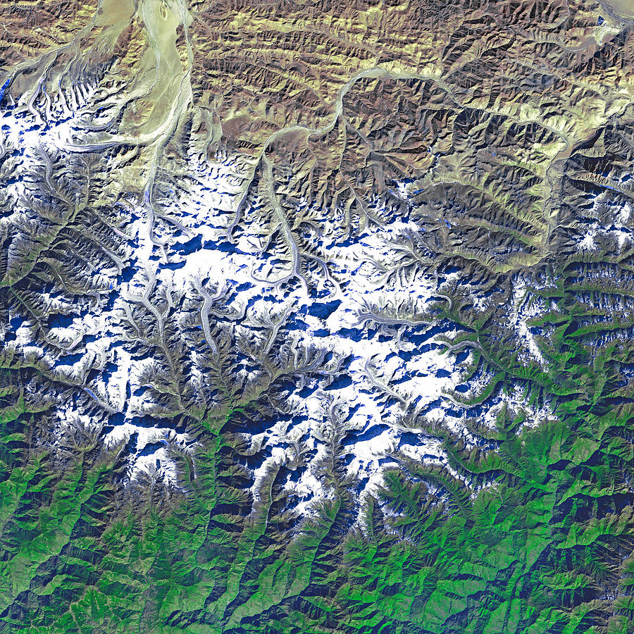 Nature Photograph - Mt Everest  Landsat  Seven  View by Carl Deaville