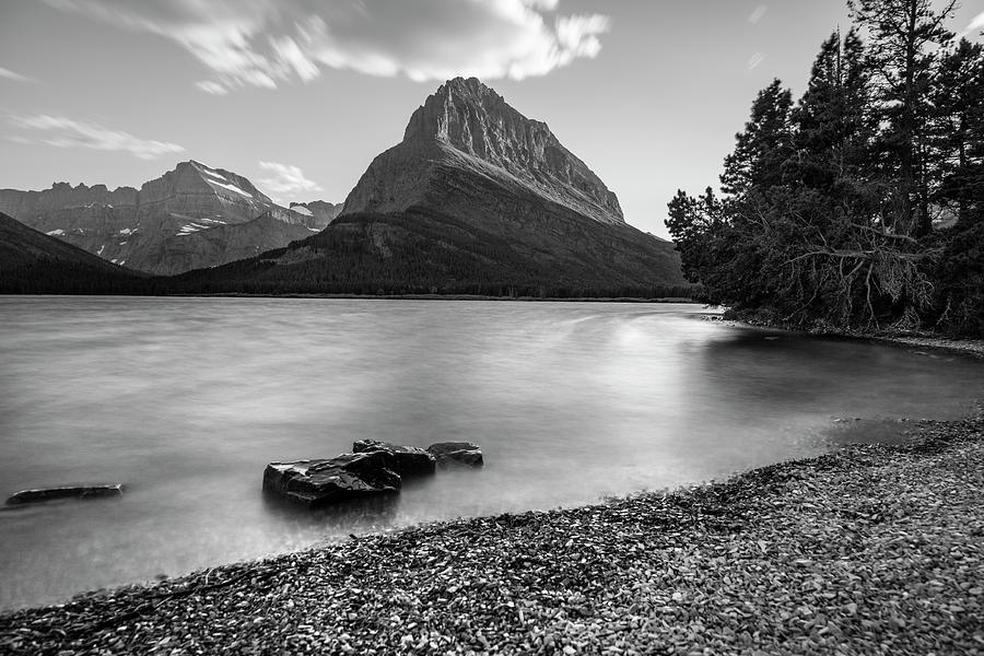 Mt Grinnell Glacier National Park Black and White  Photograph by John McGraw