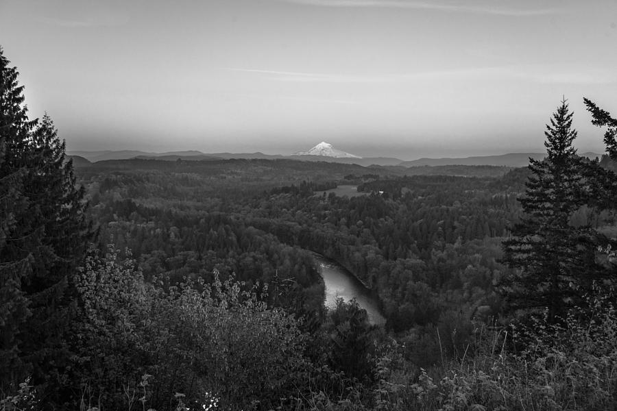 Mt Hood and Landscape Black and White  Photograph by John McGraw