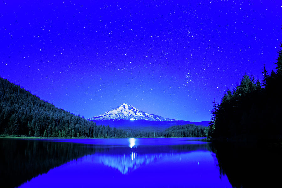 Portland Photograph - Mt hood at night  by William Downs