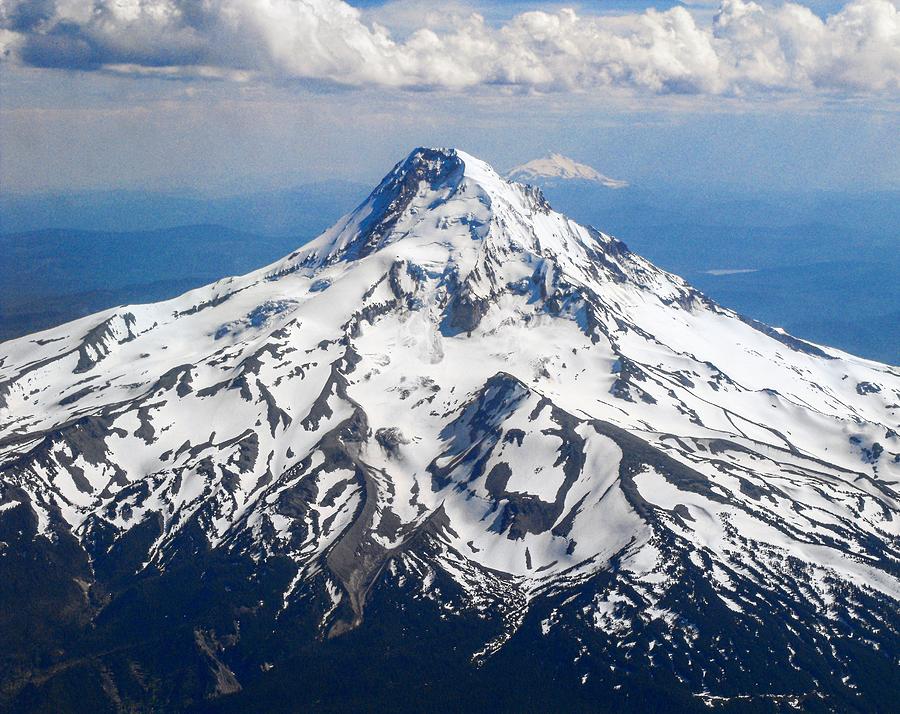 Mt. Hood from 10,000 feet Digital Art by Michael Oceanofwisdom Bidwell