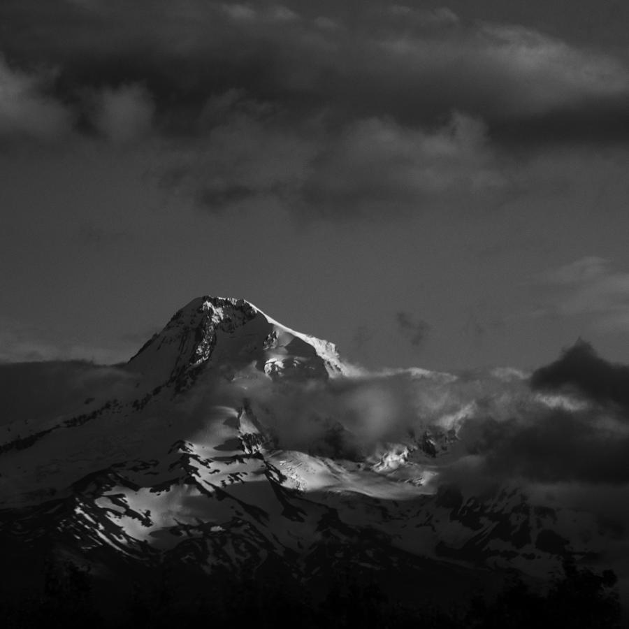 Mt Hood In Bw Photograph