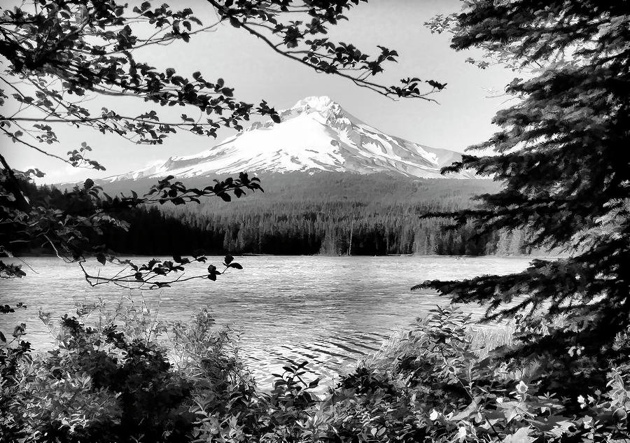 Mt Hood In Oregon BW II Photograph by Athena Mckinzie
