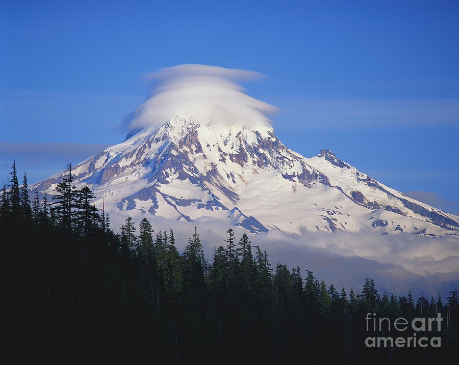 Mt. Hood With Cloud On Peak Photograph by Adam Jones