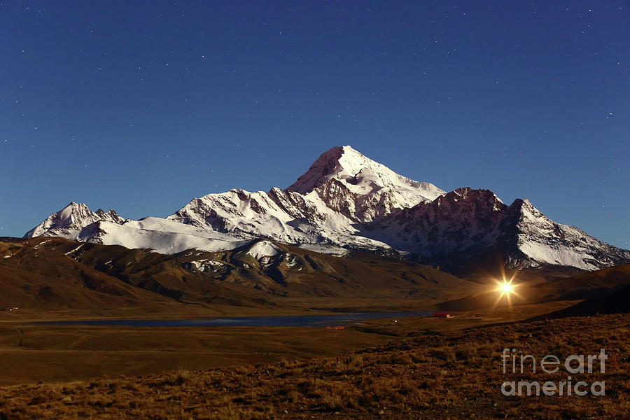 Mt Huayna Potosi and the Altiplano by Moonlight Bolivia Photograph by James Brunker