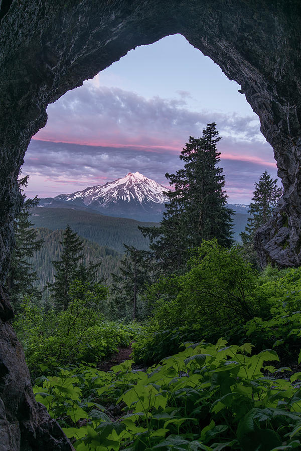 Sunset Photograph - Mt. Jefferson and the Boca Cave by Exquisite Oregon