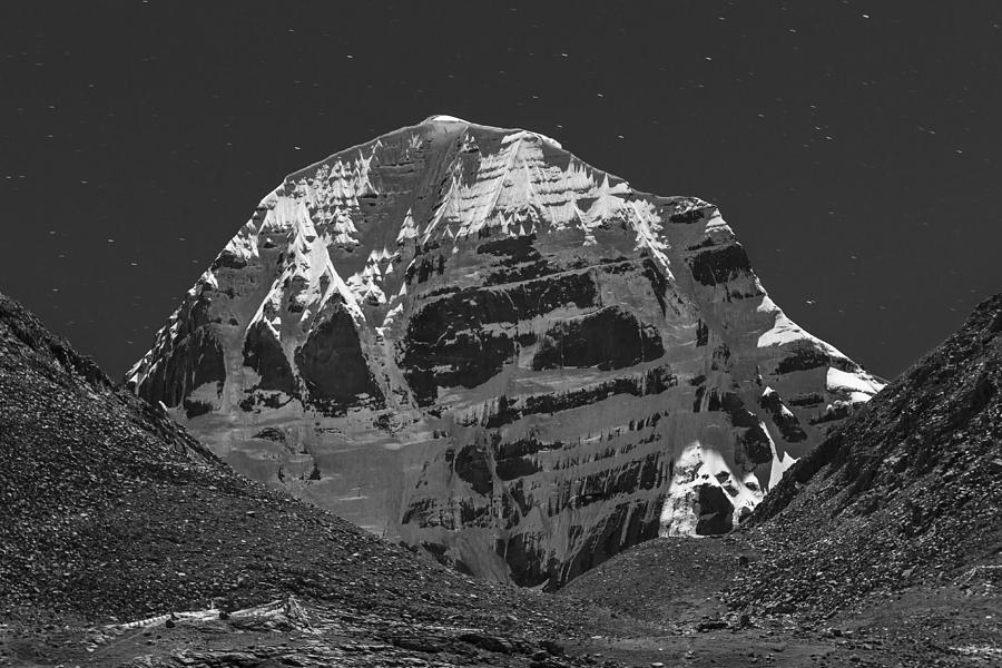 Mount Photograph - Mt. Kailash in Moonlight, Dirapuk, 2011 by Hitendra SINKAR