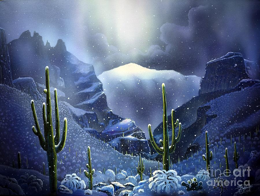 Finger Rock Canyon Snow Painting by Jerry Bokowski