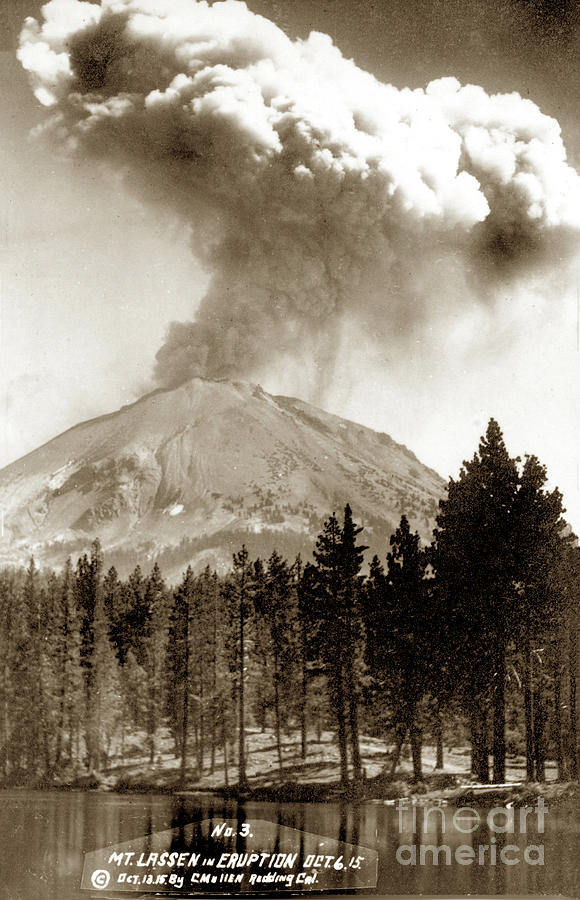 Mt. Lassen Photograph - Mt. Lassen in Eruption Oct. 6, 1915 by Monterey County Historical Society