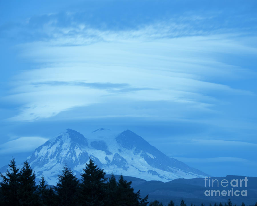 Mt Rainier Blue Hour Photograph by Steven Natanson
