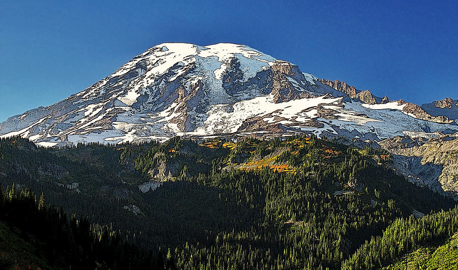 Mt Rainier Fall Painting by Larry Darnell