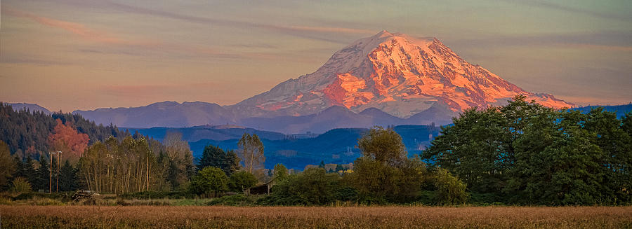 Mt Rainier in the Fall Photograph by Ken Stanback