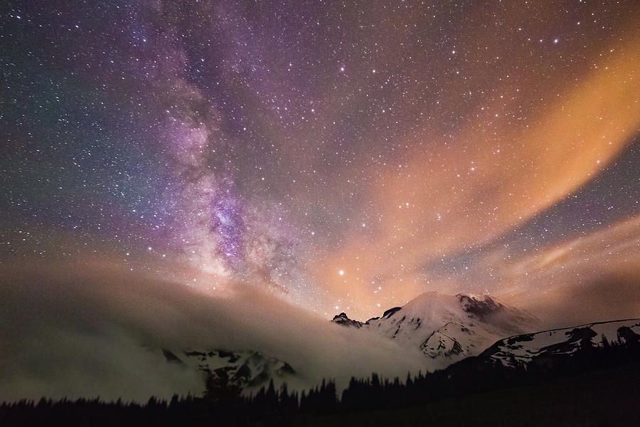 Mt. Rainier Milky Way 1 AM Photograph by Joe Kopp