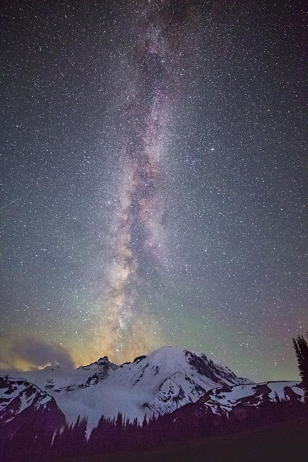 Mt. Rainier Milky Way 3 AM Photograph by Joe Kopp