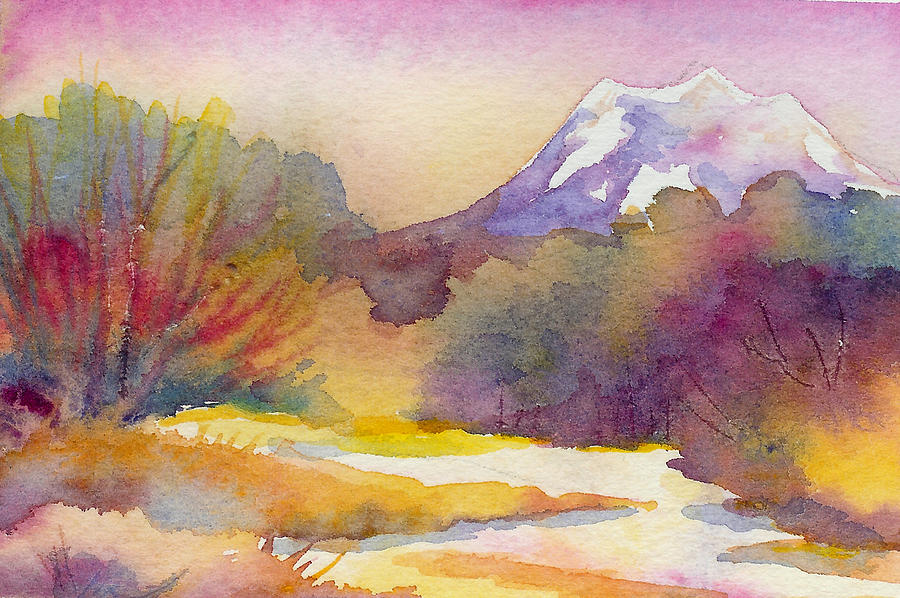 Mountain Painting - Mt. Rainier by Peggy Wilson