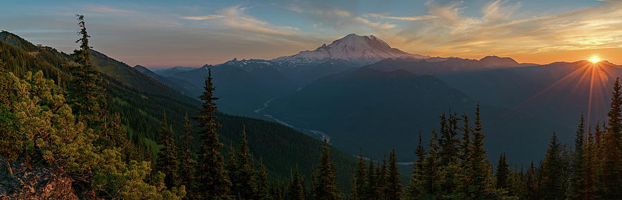 Mt Rainier Sunset Glow Photograph by Ken Stanback