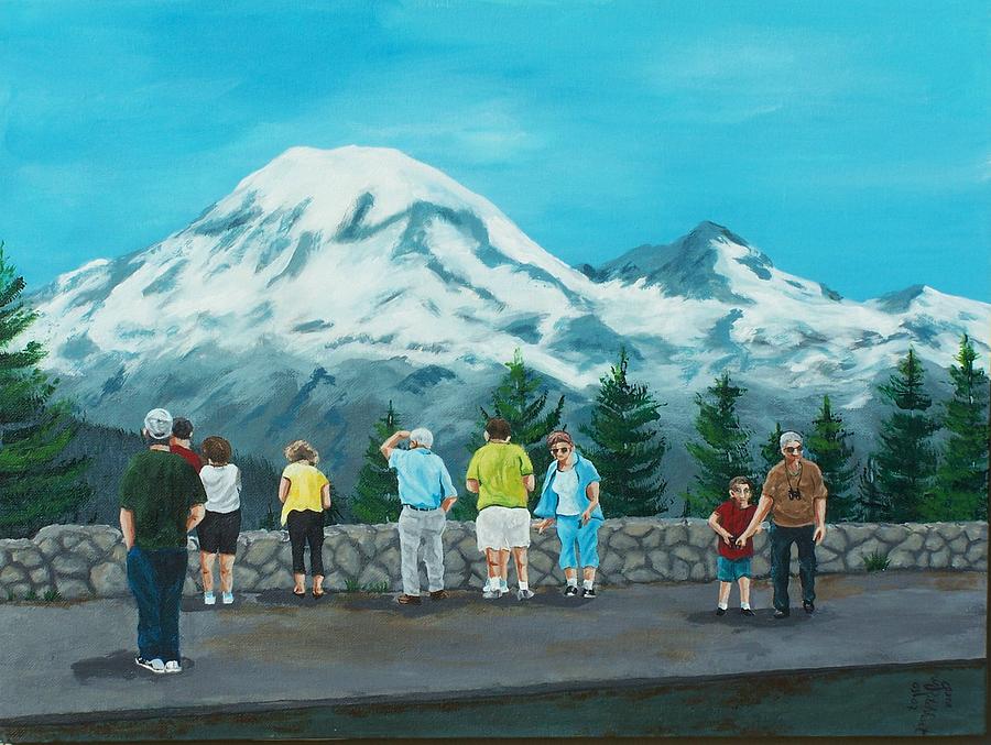 Mt. Rainier Tourists Painting by Gene Ritchhart