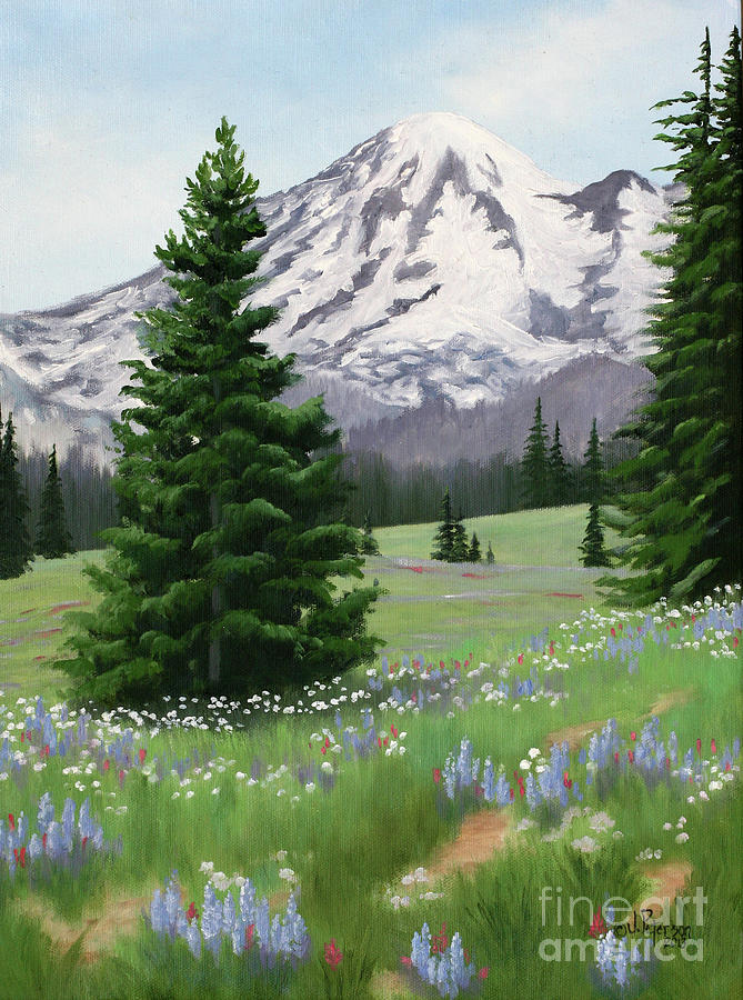 Mt Rainier Wildflowers Painting by Julie Peterson Fine Art America