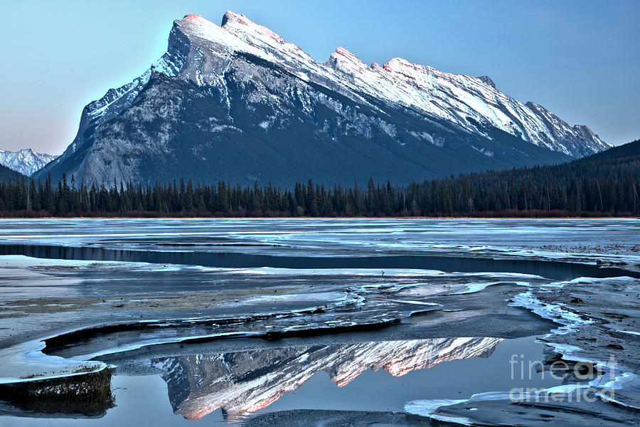 Mt Rundle Blue Sky Reflections Photograph by Adam Jewell