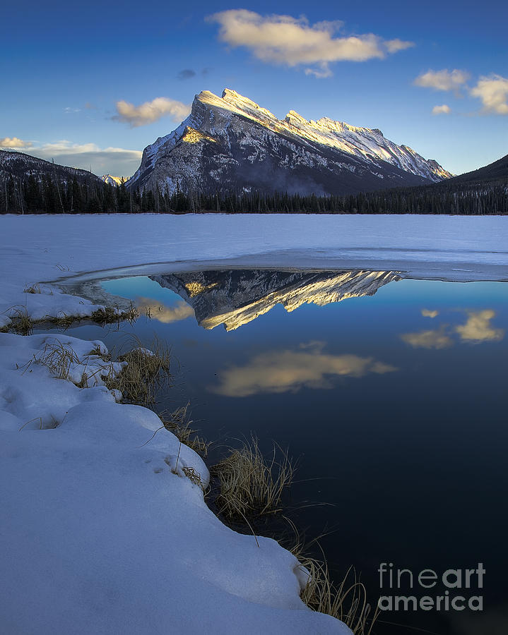 Mt. Rundle Winter Reflection Photograph by Royce Howland