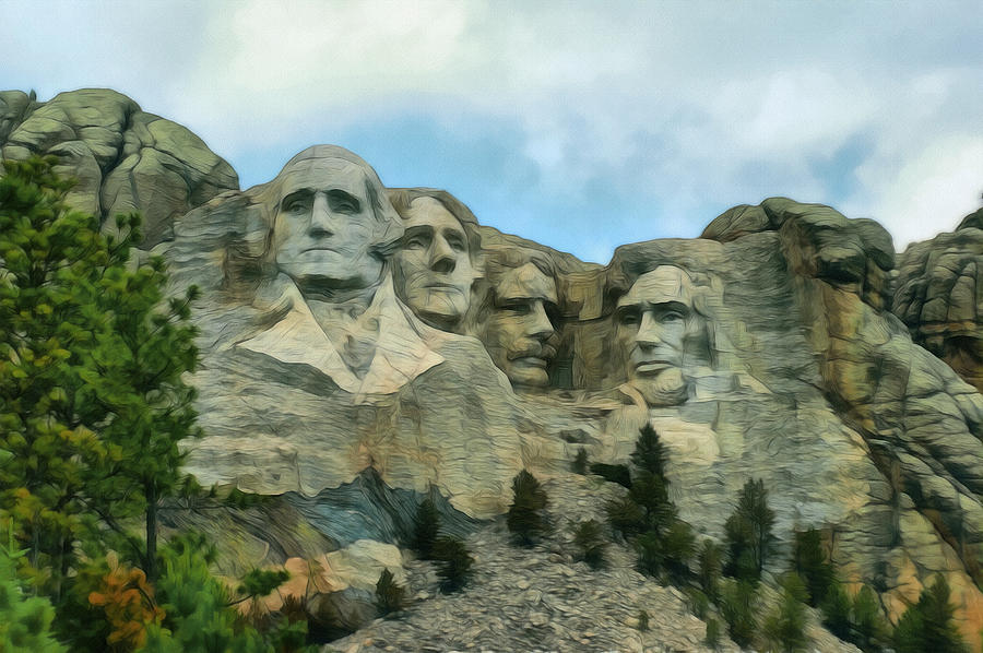 Mt Rushmore 3 Digital Art by Ernest Echols