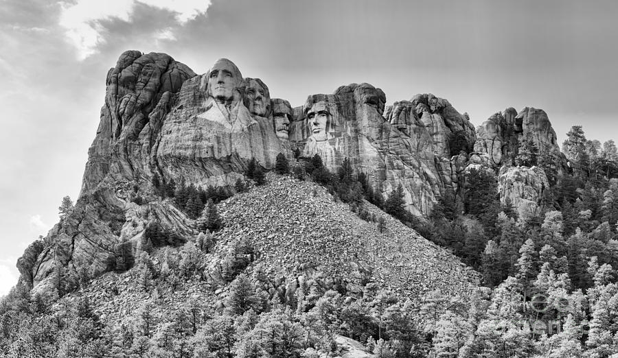 Mt Rushmore Black And White Panorama Photograph by Adam Jewell