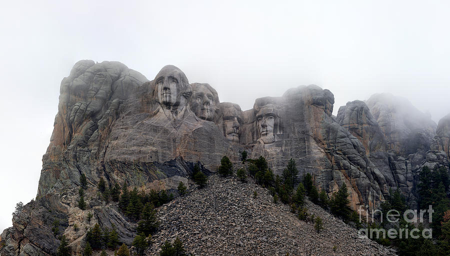 Mt Rushmore Foggy Afternoon Photograph by Adam Jewell