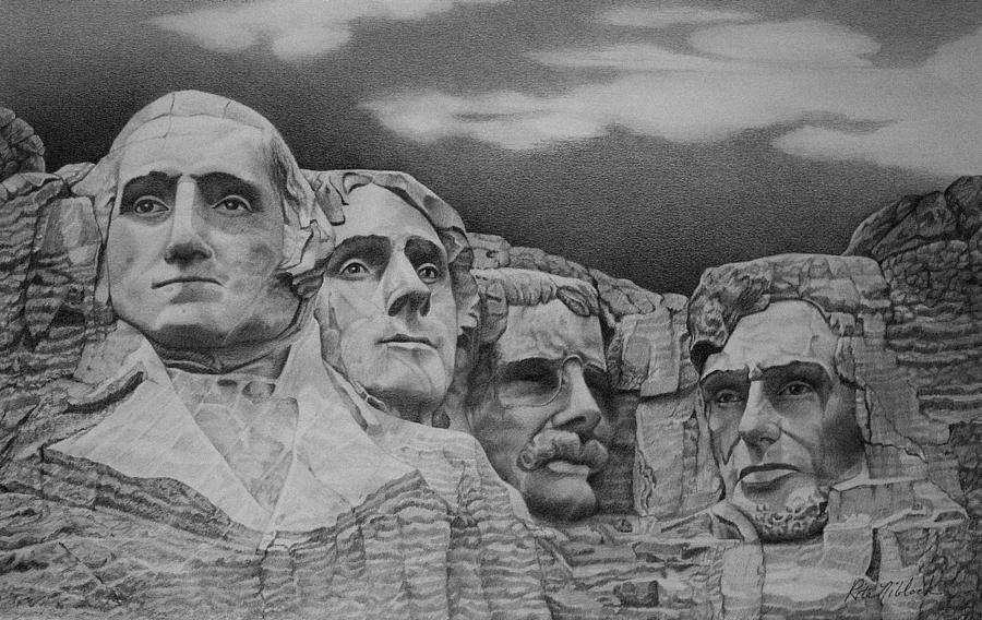 Mt Rushmore Drawing by Rita Niblock Pixels