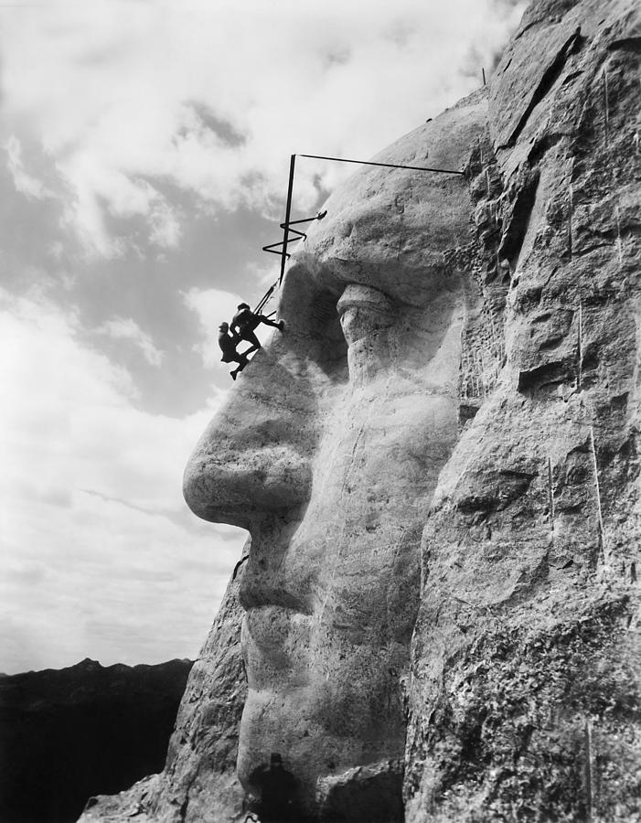 Mt. Rushmore Under Construction - Washington Sculpture Photograph by War Is Hell Store
