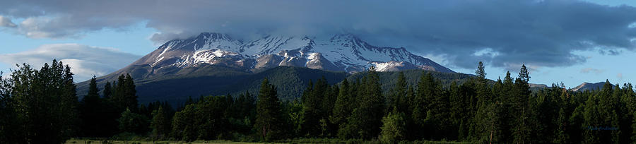 Mt Shasta Under Clouds - Panorama Photograph by Mick Anderson