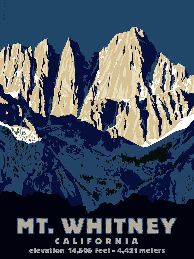 National Parks Digital Art - Mt. Whitney, California by Steve Forney