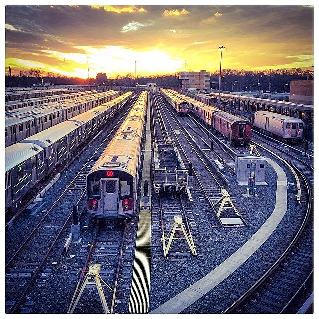 Sunset Photograph - #mta #subway #nyc #sunset by Alexis Fleisig