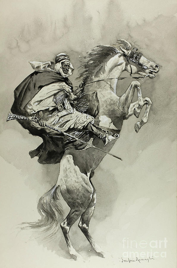 Mubarek the Arabian Chief by Frederic Remington Painting by Frederic Remington