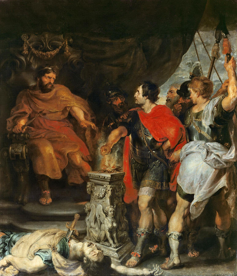 Mucius Scaevola Before Porsenna Painting by Peter Paul Rubens and ...