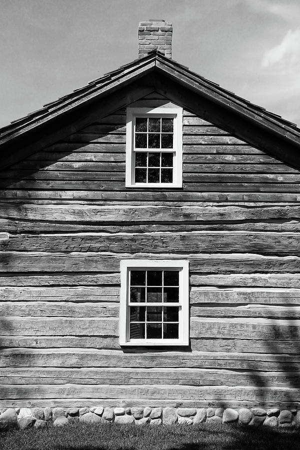 Mudge Log Cabin 1 BW Photograph by Mary Bedy