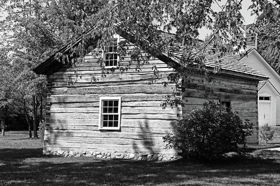 Mudge Log Cabin 2 BW Photograph by Mary Bedy